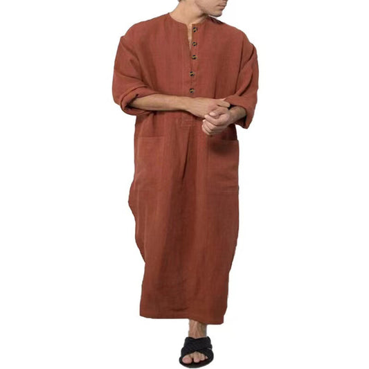 Southeast Asia Muslim Men's Loose Long Sleeve Robe